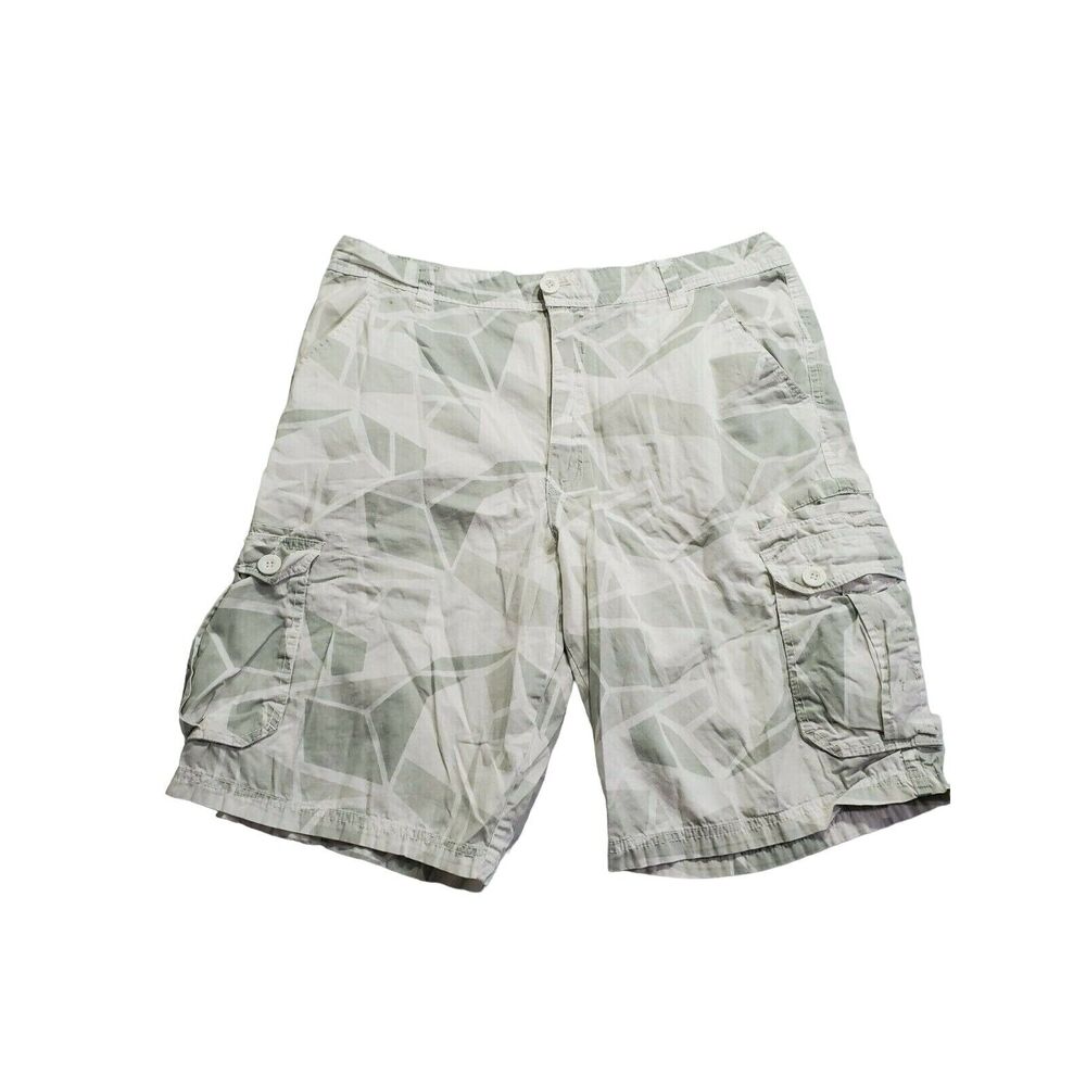 Surplus Shorts Size 36 Mens White Gray Geometric High Rise Cargo Bottoms‎